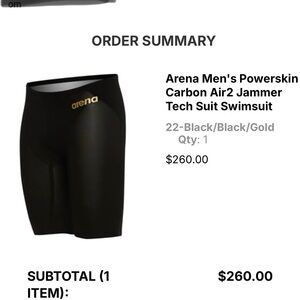 Arena Powerskin size 22 men’s tech suit